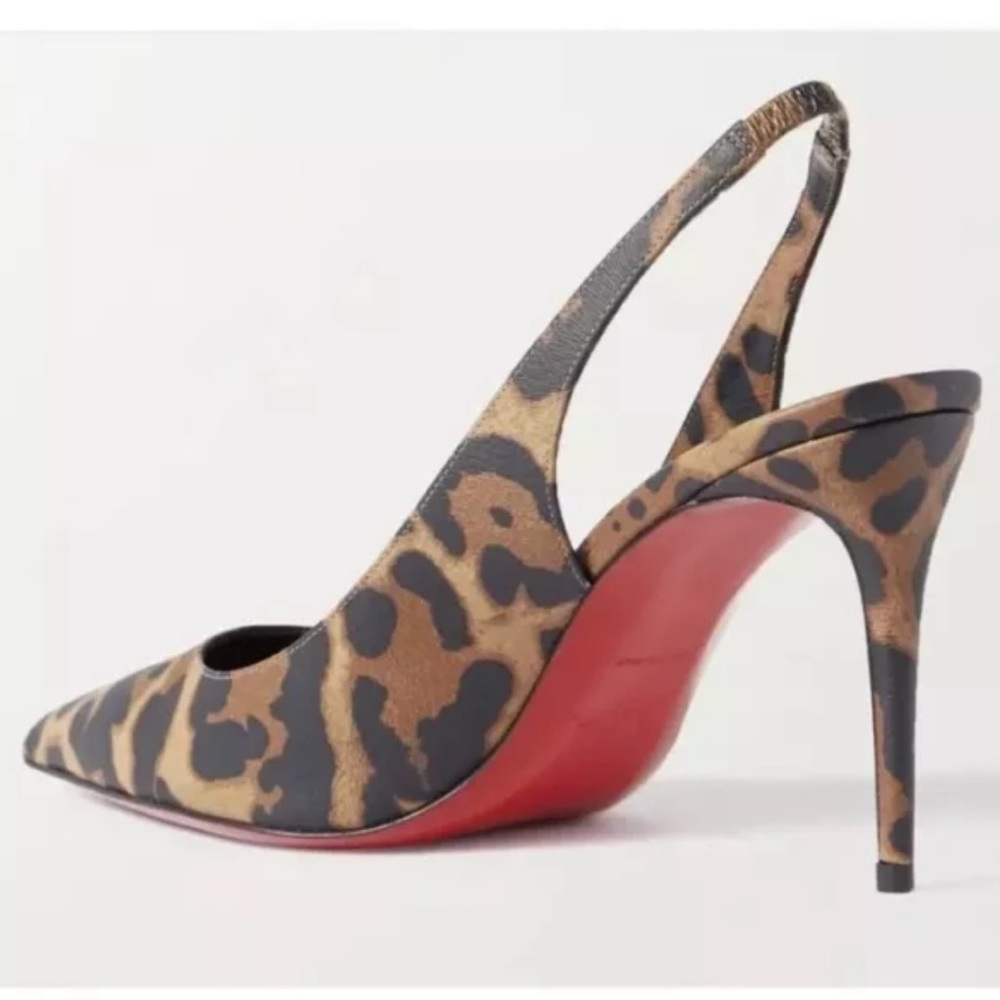 Christian Louboutin Kate Sling Back 85 Black Brown Leopard Brand New size 7